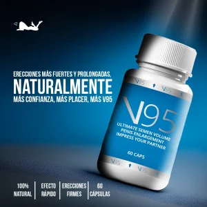 afiche de suplemento V95 para confianza y placer sexual masculino