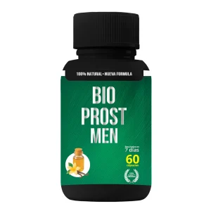 Frasco de Bio Prost Men suplemento natural para la próstata y salud sexual masculina