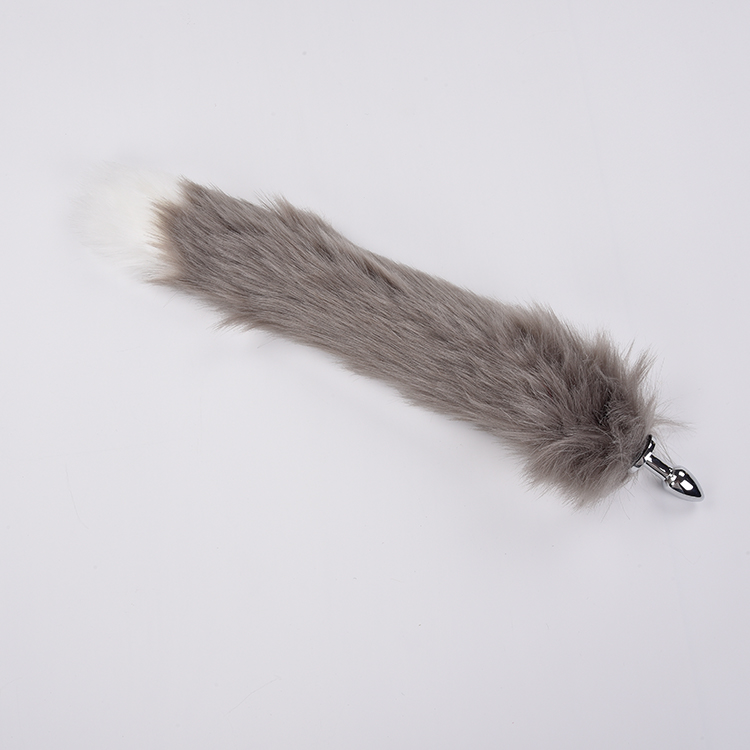 Plug Anal con Cola de Zorro Gris y Punta Blanca – Talla Única