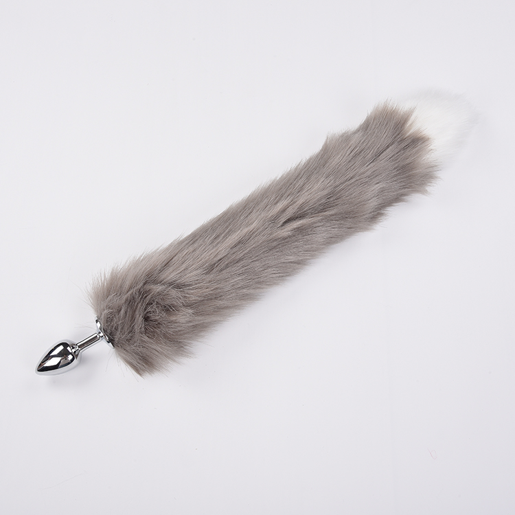 Plug Anal con Cola de Zorro Gris y Punta Blanca – Talla Única