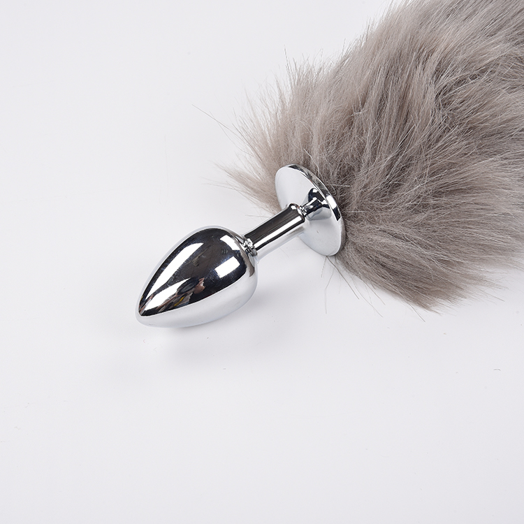 Plug Anal con Cola de Zorro Gris y Punta Blanca – Talla Única