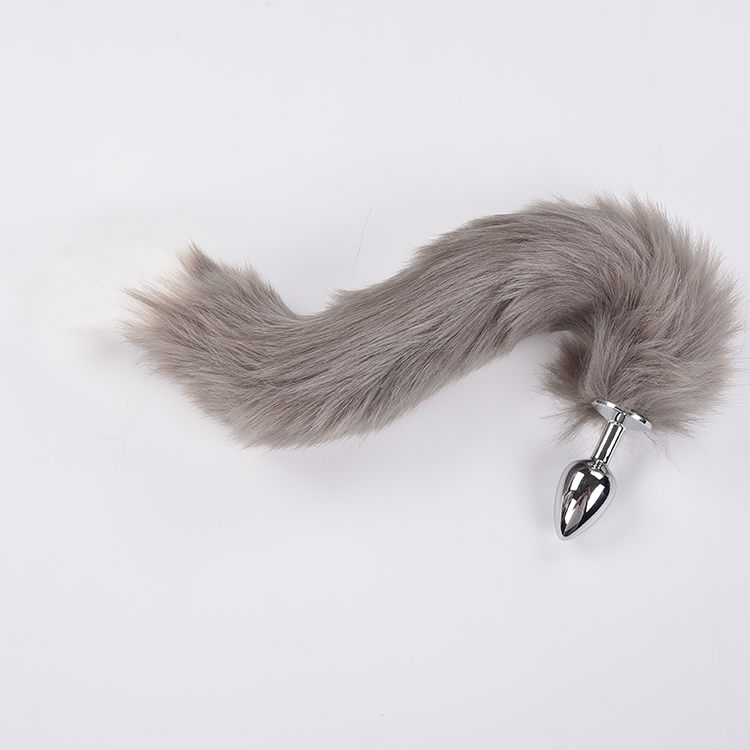 Plug Anal con Cola de Zorro Gris y Punta Blanca – Talla Única