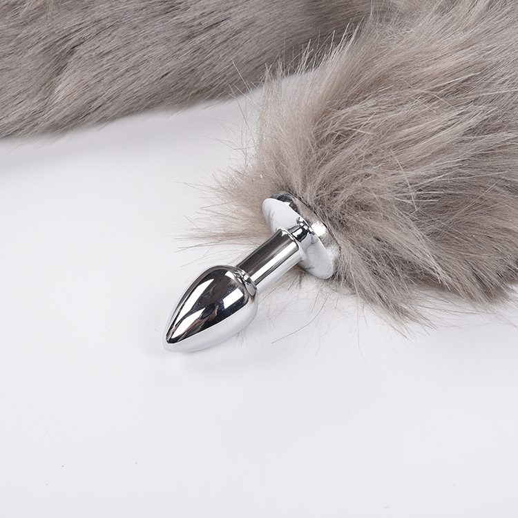 Plug Anal con Cola de Zorro Gris y Punta Blanca – Talla Única