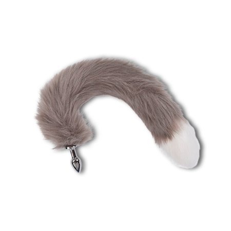 Plug Anal con Cola de Zorro Gris y Punta Blanca – Talla Única