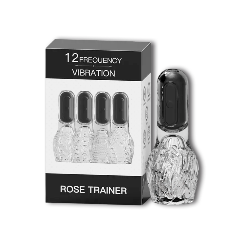 Estimulador de glande transparente con diseño ergonómico y motor vibrador recargable.