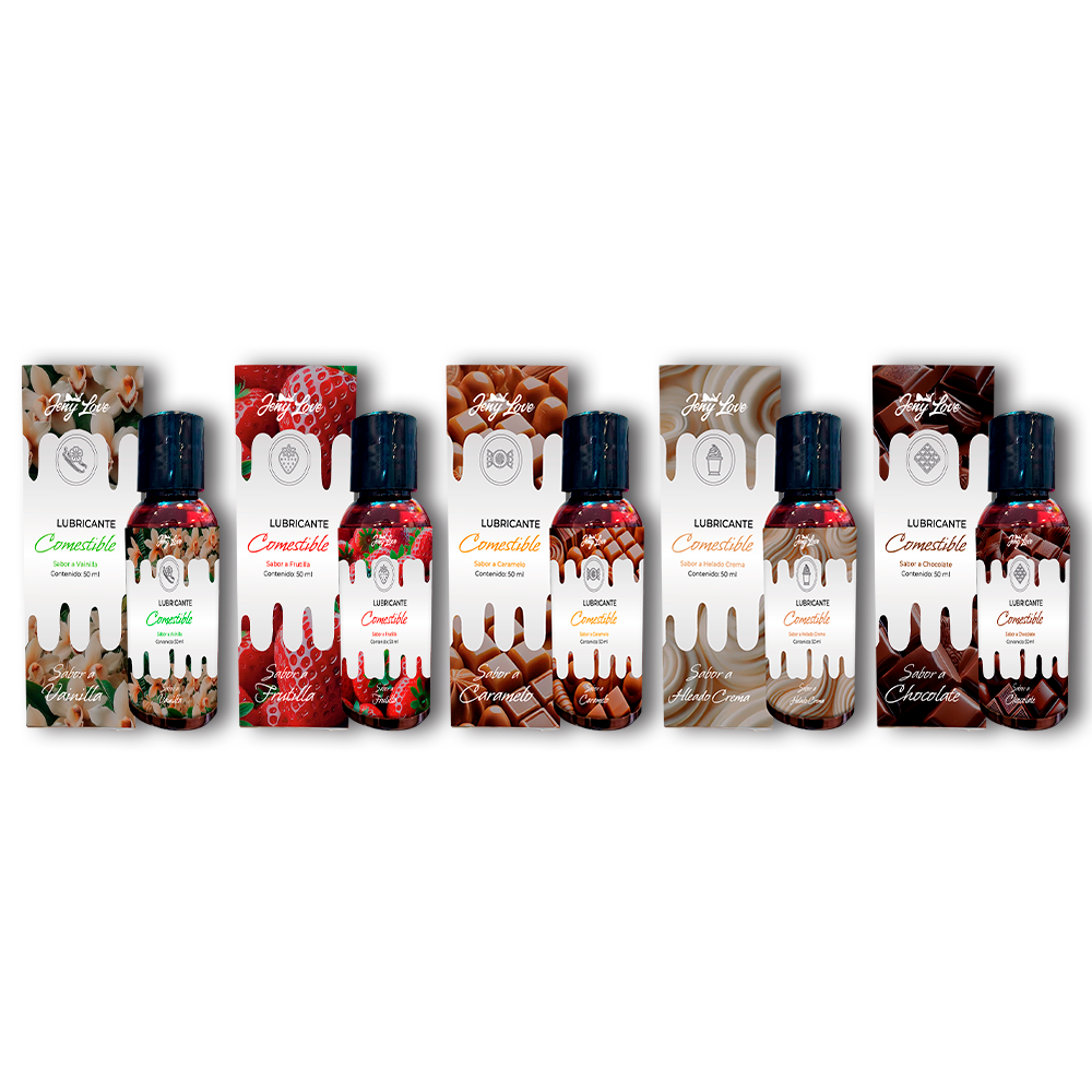 Pack de 5 lubricantes comestibles JenyLove con sabores surtidos