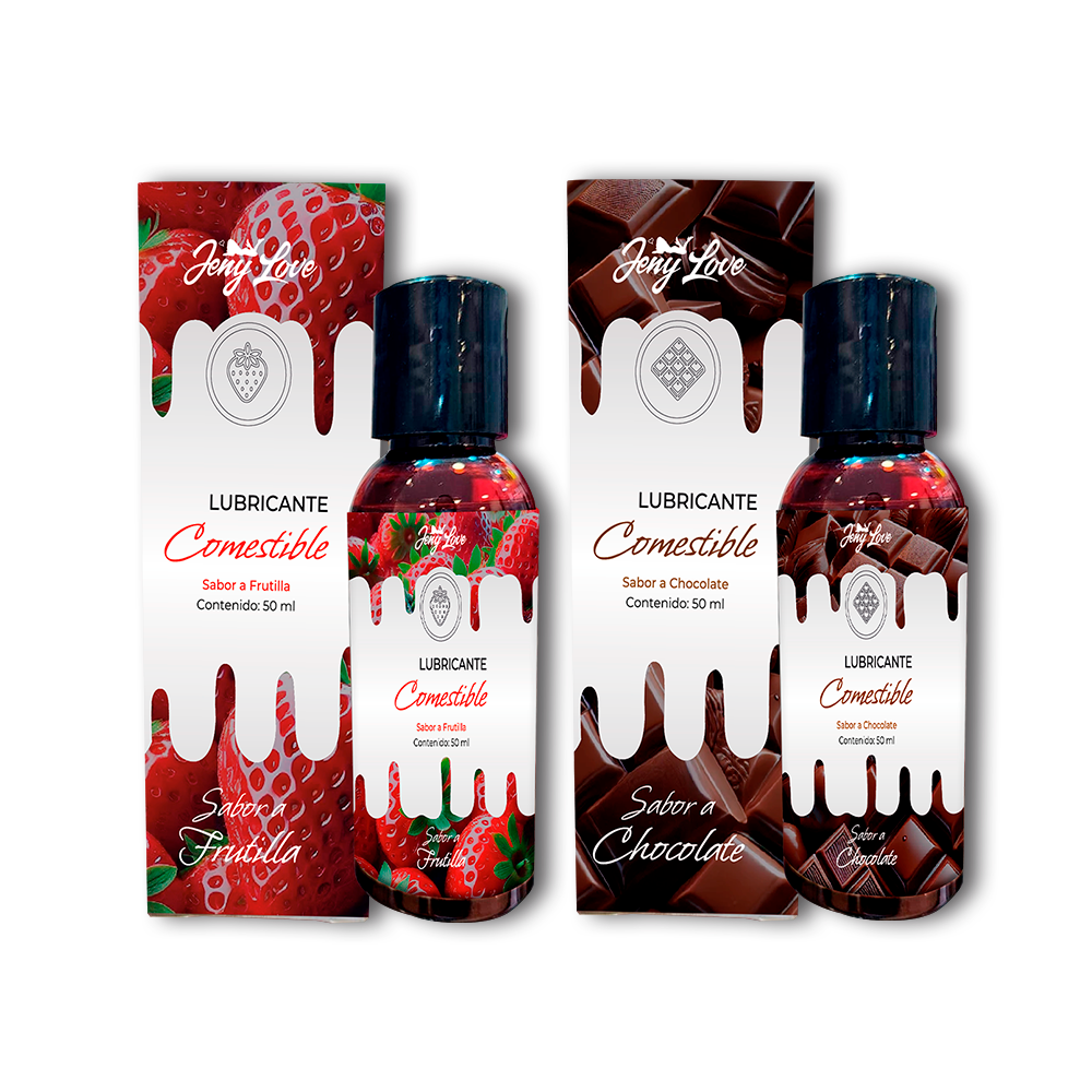Pack de lubricantes comestibles sabor frutilla y chocolate