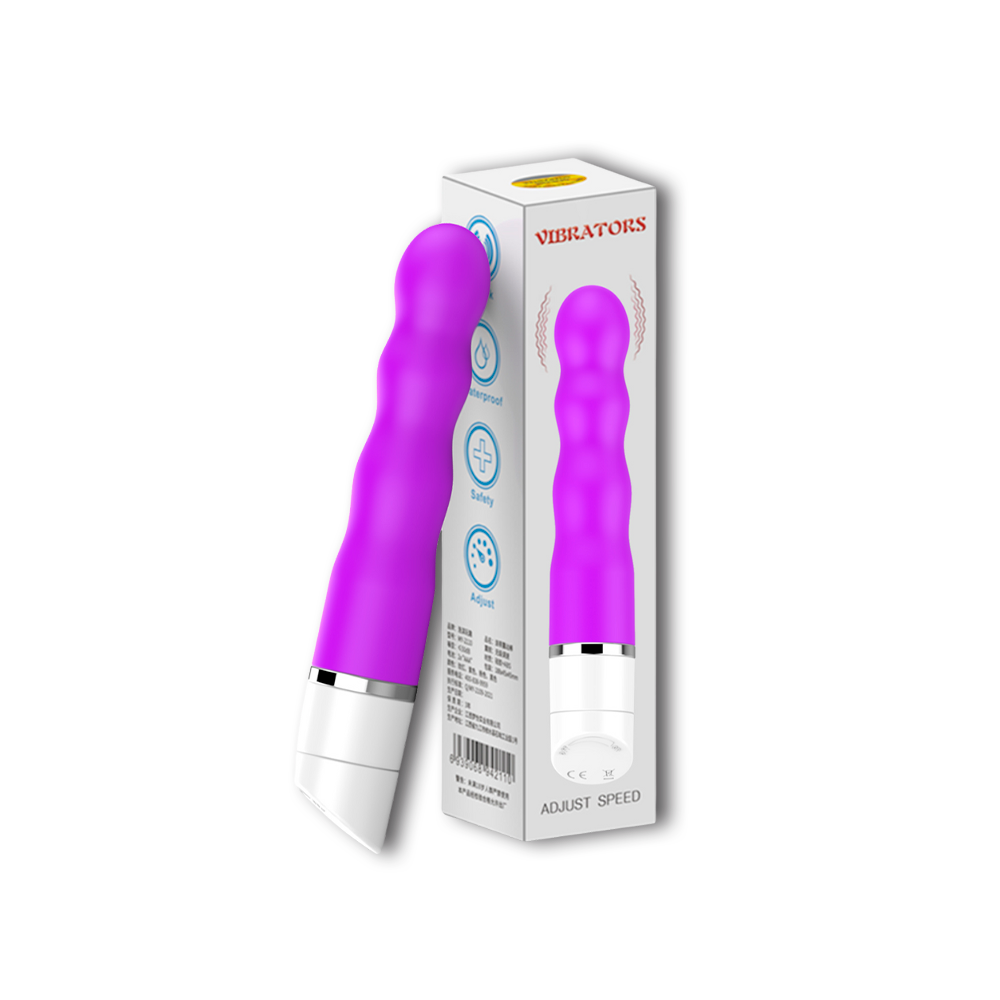 Vibrador ondulado color violeta con diseño ergonómico