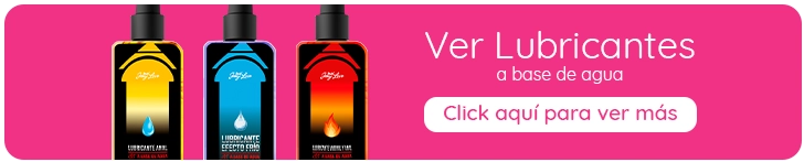 Banner promocional con tres lubricantes JenyLove y el texto “Ver lubricantes a base de agua. Click aquí para ver más”