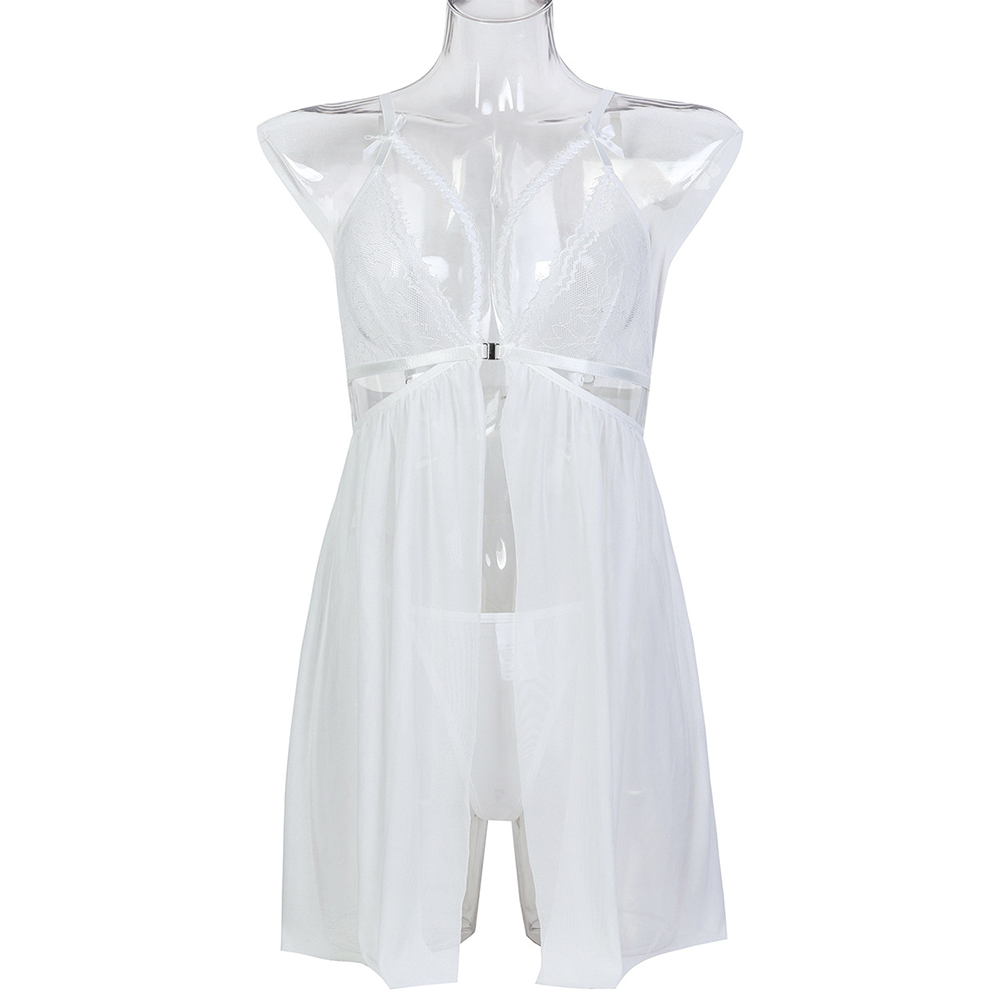 Baby Doll Blanco de Encaje con Transparencias – Tallas M y L