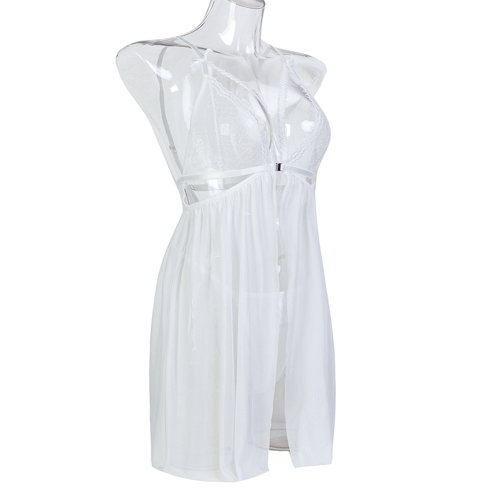 Baby Doll Blanco de Encaje con Transparencias – Tallas M y L