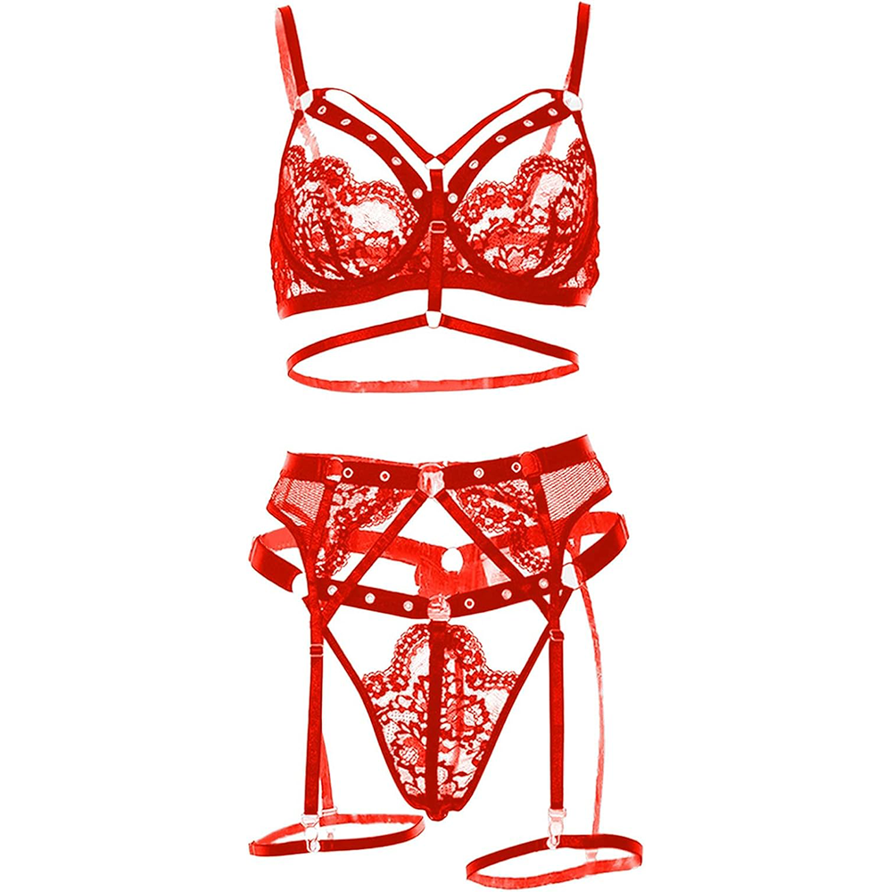 Conjunto Lencería Roja con Encaje – Tallas M y L