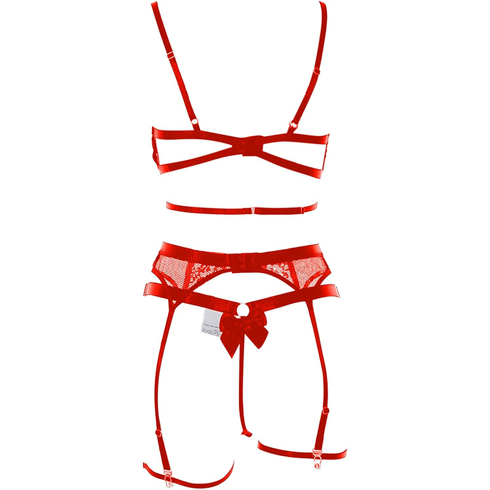 Conjunto Lencería Roja con Encaje – Tallas M y L