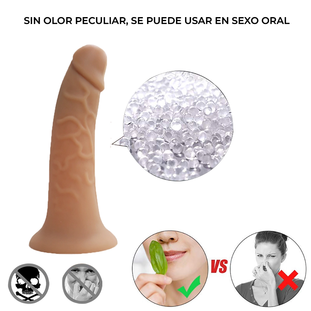 Prótesis Peneana Hueca de Silicona 16 cm Impermeable y Ajustable