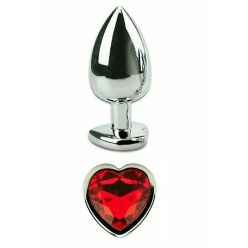 Plug Anal Metálico Plateado con Joya Tamaño M