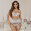 Conjunto Lencería Blanca con Falda y Portaligas Tallas M y L