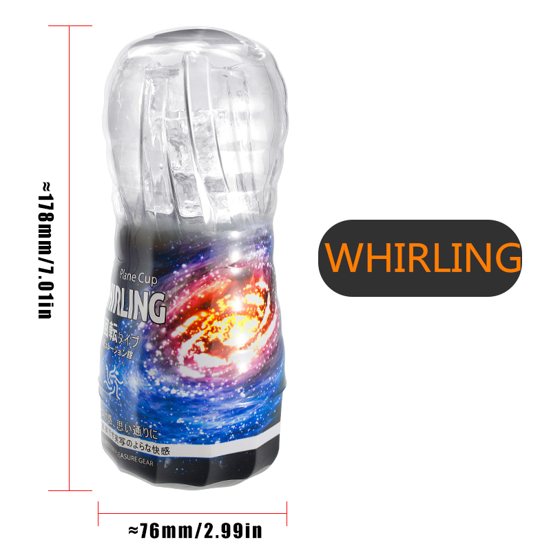 Masturbador Masculino Whirling Transparente con Succión y Doble Entrada