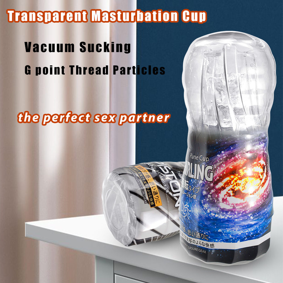 Masturbador Masculino Whirling Transparente con Succión y Doble Entrada