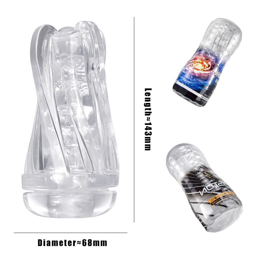 Masturbador Masculino Whirling Transparente con Succión y Doble Entrada